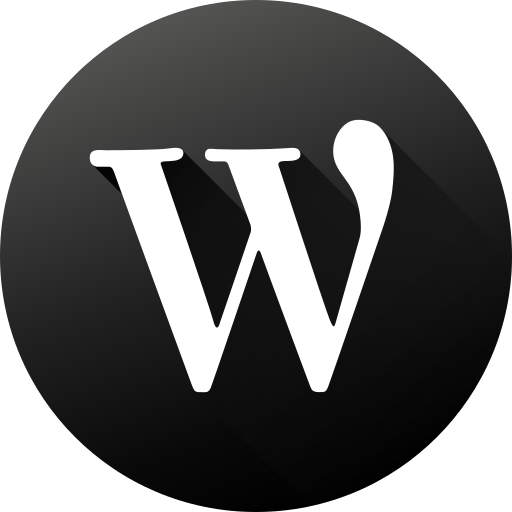 Black white, circle, high quality, long shadow, social, social media, wordpress icon